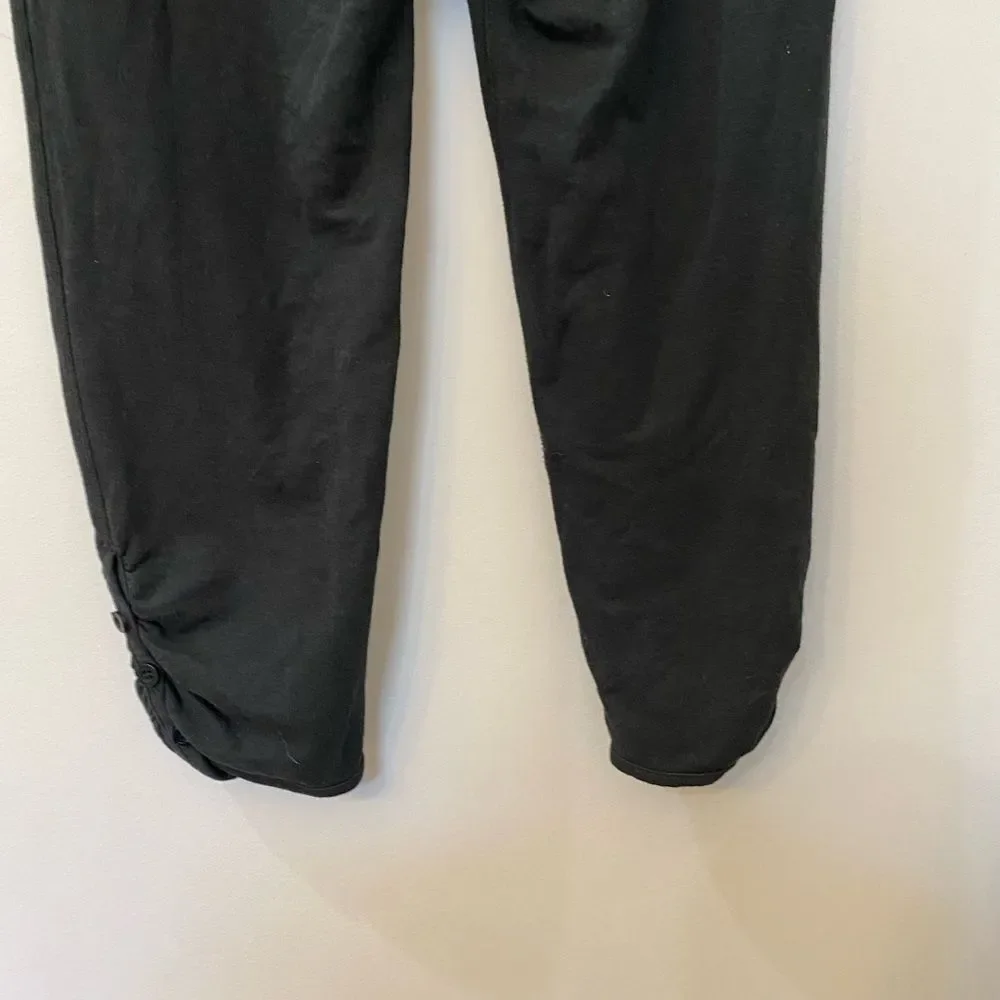 ALO Yoga Black Button-Detail Cropped Leggings Women Size S